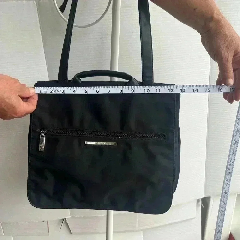 Nine West Black Tote Bag Handbag Purse Laptop Bag Black shoulder strap. - Picture 6 of 11